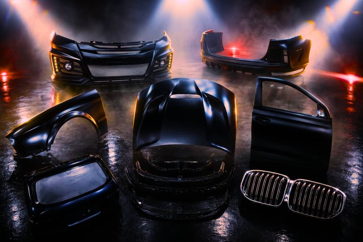 Automotive body parts including bumpers bonnets doors grilles and fenders